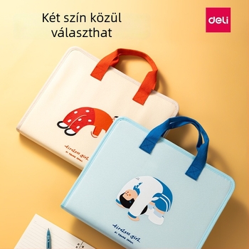 Deli PM334 7 rekeszes textil iskolai rendszerező táska A4 dokumentumokhoz és dolgozatokhoz