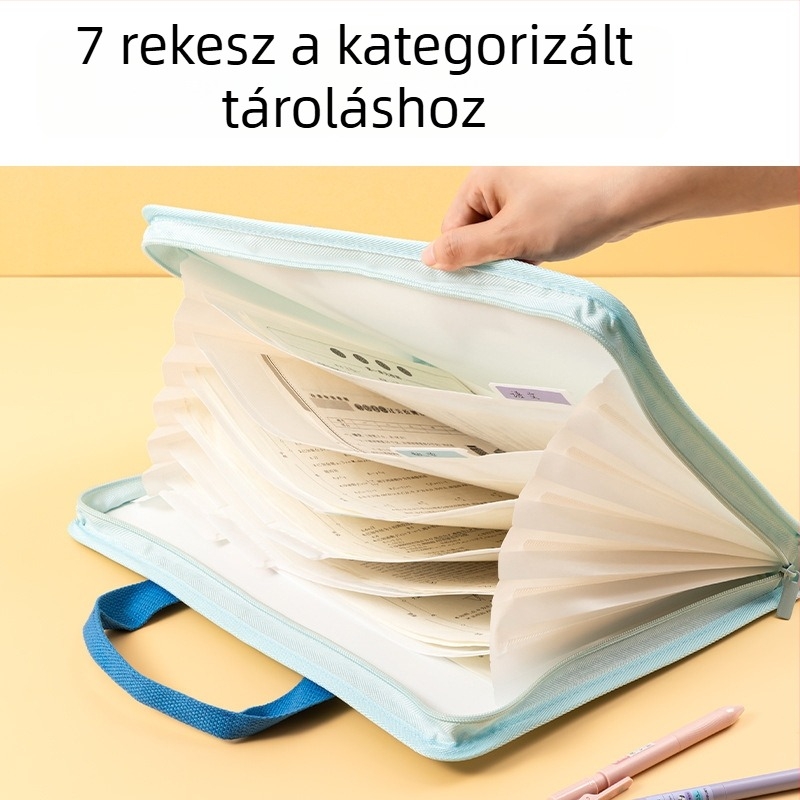 Deli PM334 7 rekeszes textil iskolai rendszerező táska A4 dokumentumokhoz és dolgozatokhoz