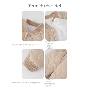 Koreai-stílusú téli gyerekruha két darabból álló készlet, 100% pamut, 120 g szigeteléssel, hosszú ujjú felső és nadrág, egyszínű, 1-3 éveseknek.