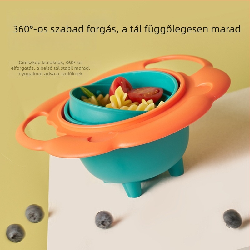 Gyermekeknek készített edzéses tál és tálkészlet, forgatható, ütésálló, étkezéshez és játékhoz