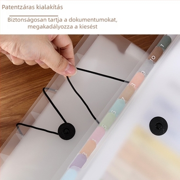 Átlátszó hordozható akordeon mappa 13 rekesszel, tesztlapokhoz, vízálló, nagy kapacitású szervező