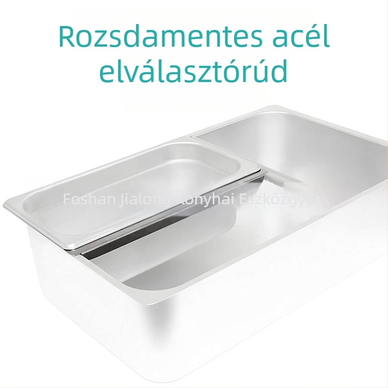 Rozsdamentes acél tál porciókhoz szeparátorral és perforált GNFOODPAN