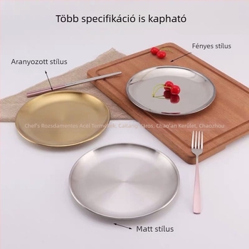 Koreai stílusú 304 rozsdamentes acél grills tál, kör alakú kávézó tálca, vékony tál könnyű ételekhez és nyugati desszertekhez, logóval