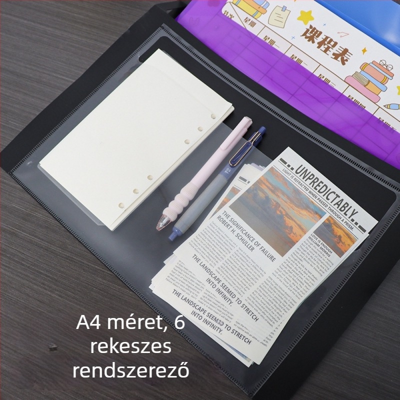 A4-es akordeon mappa, többfunkciós hajtogatható akasztós tároló, falra szerelhető dokumentum rendező