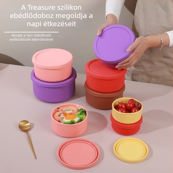 Szilikon ételtároló fedővel, frissesség megőrzése, mikrohullámú sütőben használható, élelmiszer-minőségű