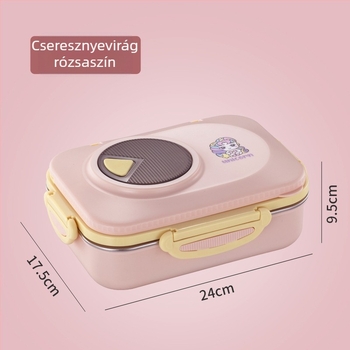 Leveses ebédes doboz 304 rozsdamentes acélból, rekeszekkel, dupla rétegű Bento doboz étkezésre, mikrózható