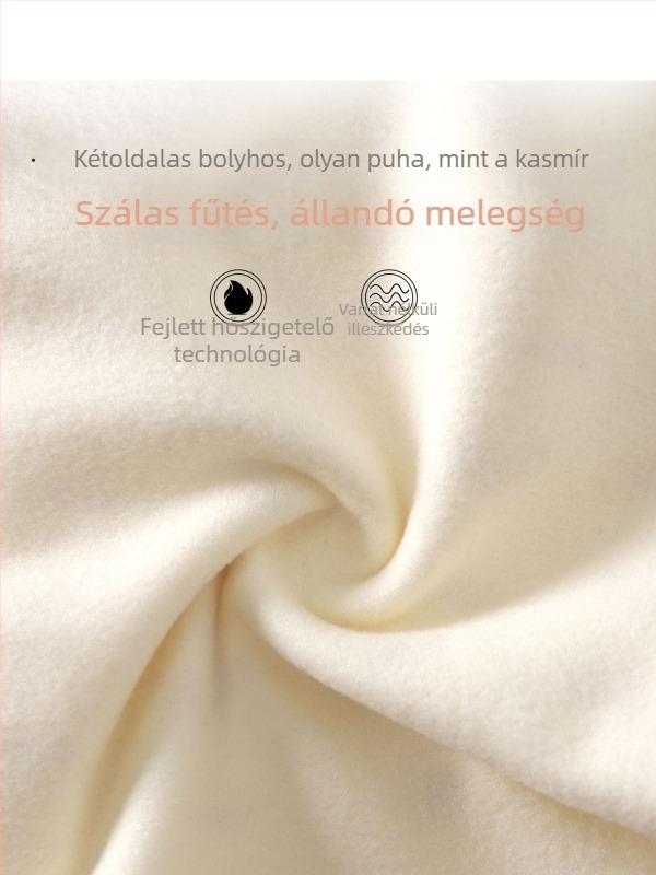 Őszi–téli meleg két részes pizsama szett, magas derekú hasvédő dizájn, semleges színű