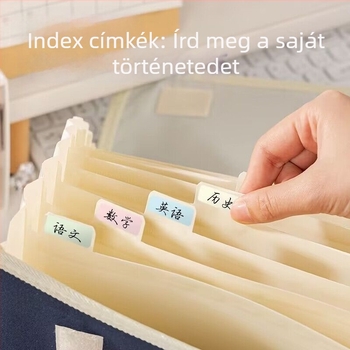 Deli vászon akkordeon irattartó A4 méretben, kézi hordozó, több rekesz, nagy kapacitású, diákoknak