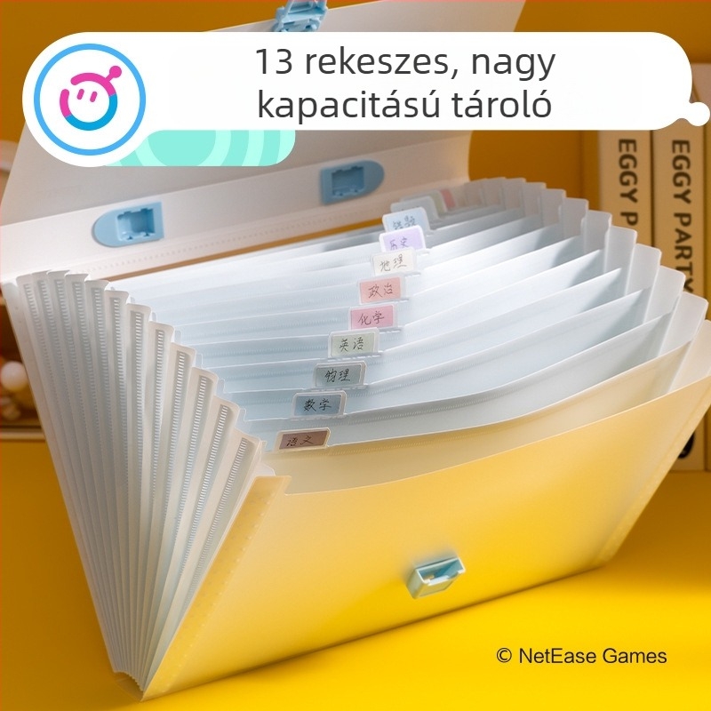 Deli 13 rekeszes vízszintes akkordeon fájl táska, hordozható, nagy kapacitású dokumentumok és dolgozatok számára – Eggman Party