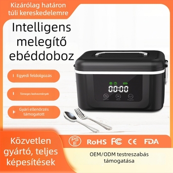 Vezeték nélküli melegítő elektromos ebédes doboz USB tápegységgel, 1 L kapacitás, rozsdamentes acél belső tál, levehető belső rész, hordozható