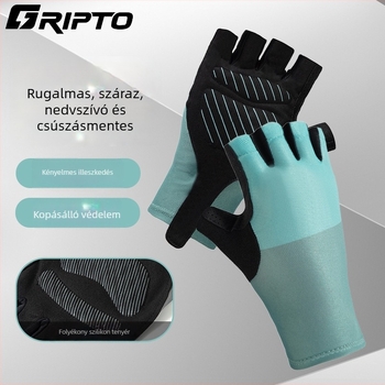GRIPTO Nyári félujjú kerékpáros kesztyű, út- és hegyikerékpárhoz, ütéscsillapító és csúszásmentes, Ice Silk anyag