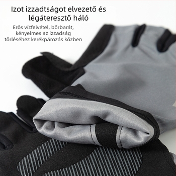 GRIPTO Nyári félujjú kerékpáros kesztyű, út- és hegyikerékpárhoz, ütéscsillapító és csúszásmentes, Ice Silk anyag