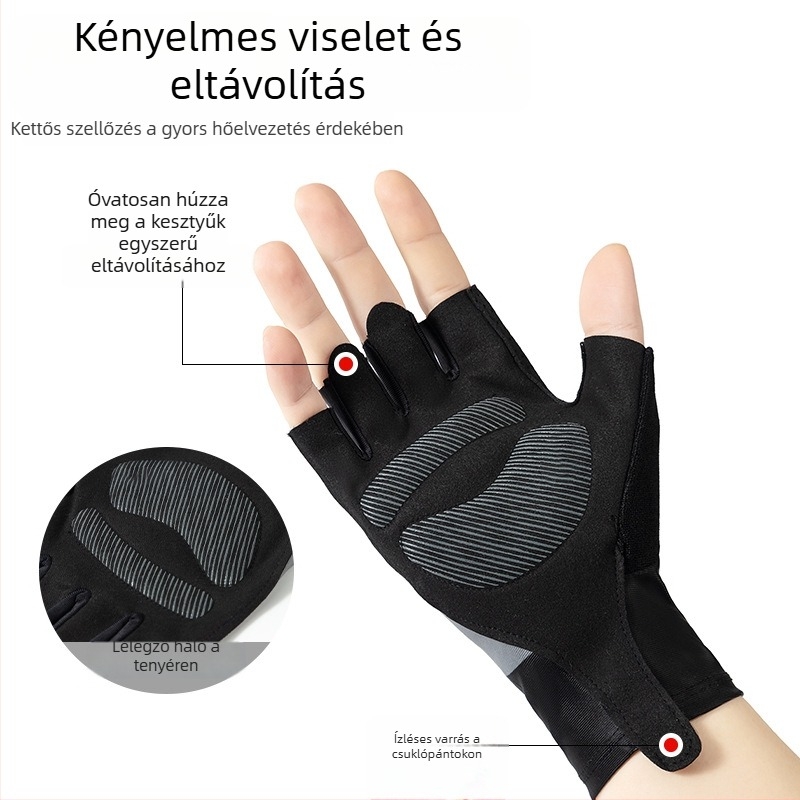 GRIPTO Nyári félujjú kerékpáros kesztyű, út- és hegyikerékpárhoz, ütéscsillapító és csúszásmentes, Ice Silk anyag