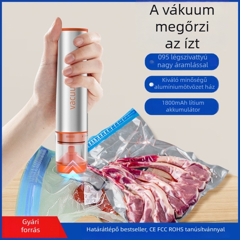 KZ-100 Többcélú vákuumzáró készülék zacskók és edények számára, USB-tápellátás, 10W, ABS ház, élelmiszermegőrzésre