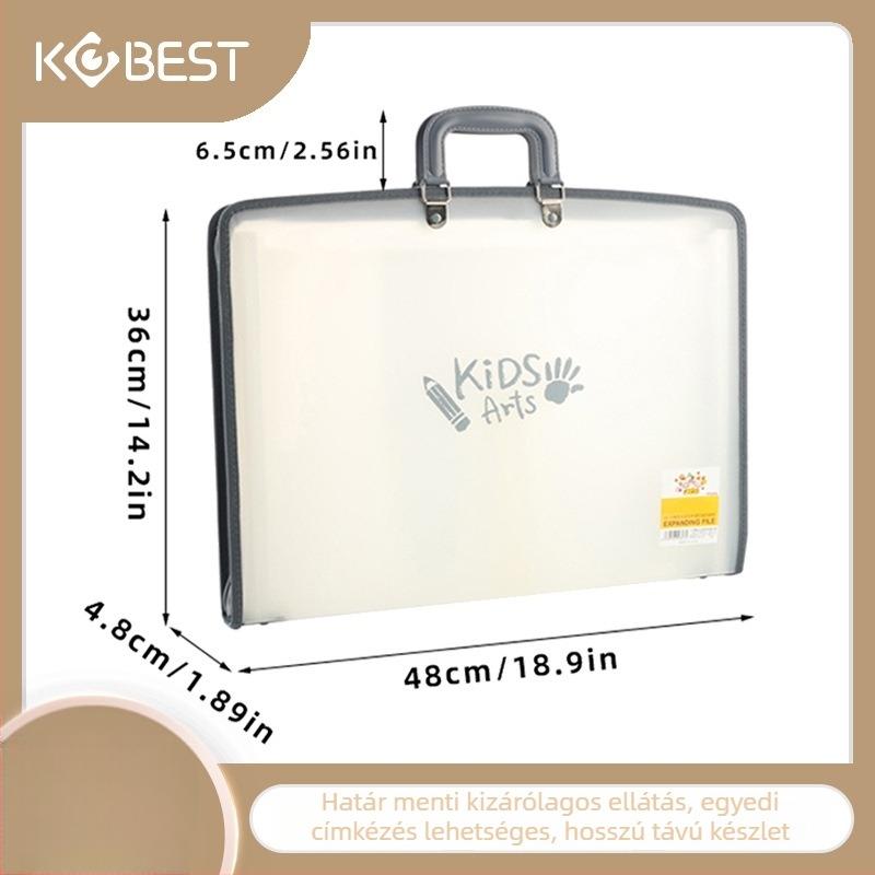 Kangbai YF6202 A3-as akkordeon táska kézi hordozóval, 13 rekesz, PP anyag, 1,0 mm, 741 g