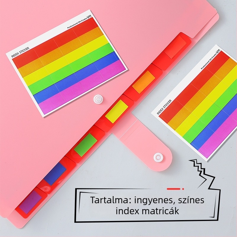 A4 színes mappa- Organizer akordeon zsebekkel, 7 rekesz, nagy kapacitású tároló
