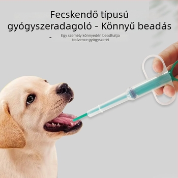 Háziállat gyógyszeradagoló készülék macskák és kutyák számára, kapszula- és tablettaadagoló eszköz, integrált injekciós adagoló, puha gél száraz és nedves használatra