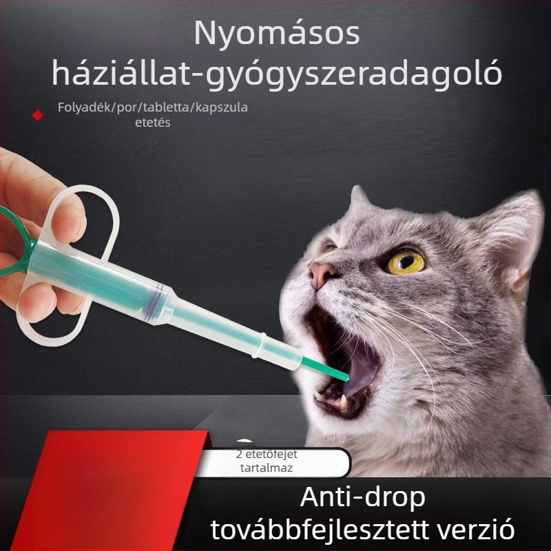 Háziállat gyógyszeradagoló készülék macskák és kutyák számára, kapszula- és tablettaadagoló eszköz, integrált injekciós adagoló, puha gél száraz és nedves használatra