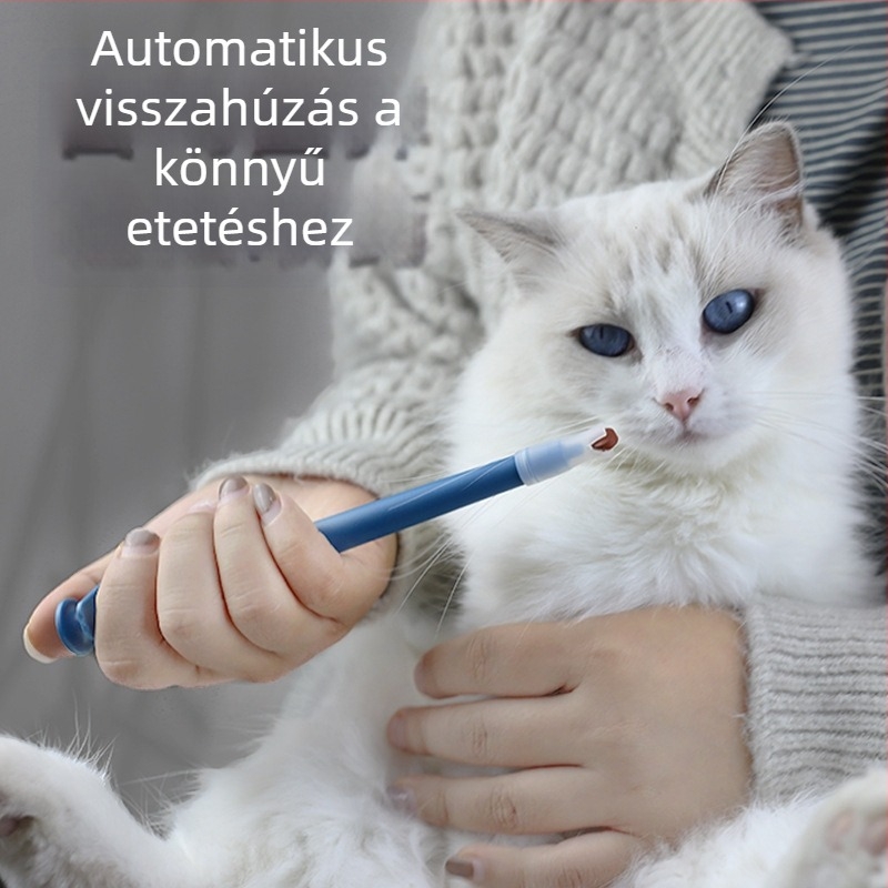 Macskák és kutyák számára készített gyógyszeradagoló eszköz szilikon fejjel és oldalsó fogantyúval