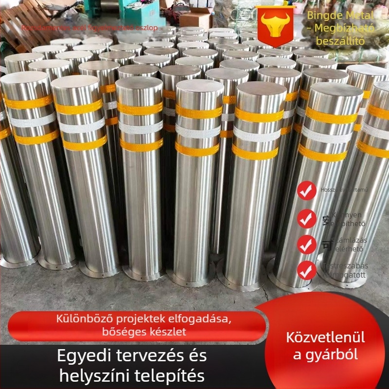 304 rozsdamentes acél figyelmeztető oszlop közúti biztonsági korlátokhoz, ütközés elleni védelemmel