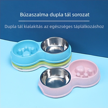 Lassú etetésre tervezett rozsdamentes acél etető tál háziállatok számára, fulladás elleni védelemmel, kutyáknak és macskáknak