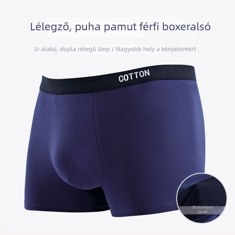 Pamut férfi boxeralsó 3D-s reliefes nyomással, középmagas derekú
