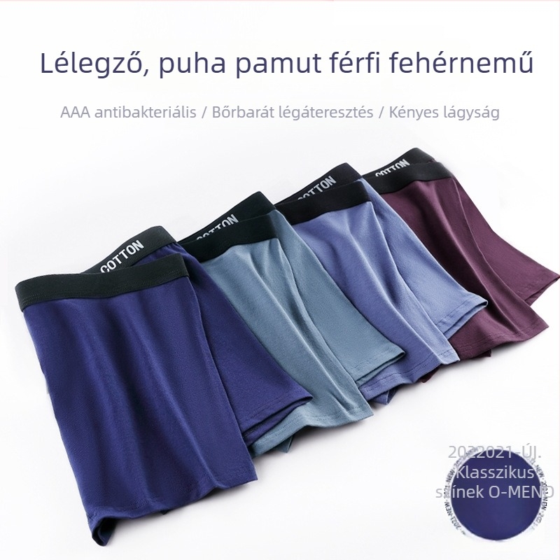 Pamut férfi boxeralsó 3D-s reliefes nyomással, középmagas derekú