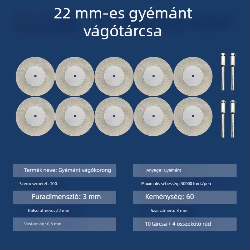 Diament abráló korongok és kiegészítők elektromos sarokcsiszolóhoz – mini vágólemezek, fugatisztítás és üveg- valamint jade csempék polírozása
