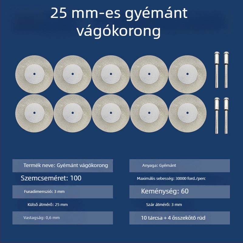 Diament abráló korongok és kiegészítők elektromos sarokcsiszolóhoz – mini vágólemezek, fugatisztítás és üveg- valamint jade csempék polírozása