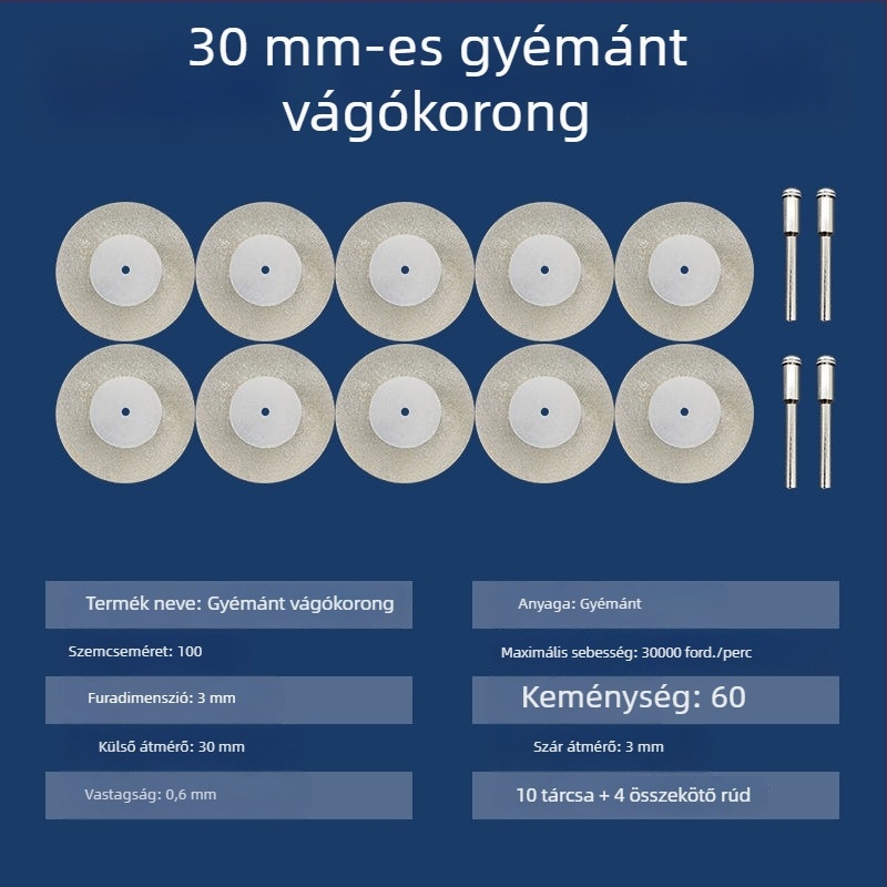 Diament abráló korongok és kiegészítők elektromos sarokcsiszolóhoz – mini vágólemezek, fugatisztítás és üveg- valamint jade csempék polírozása