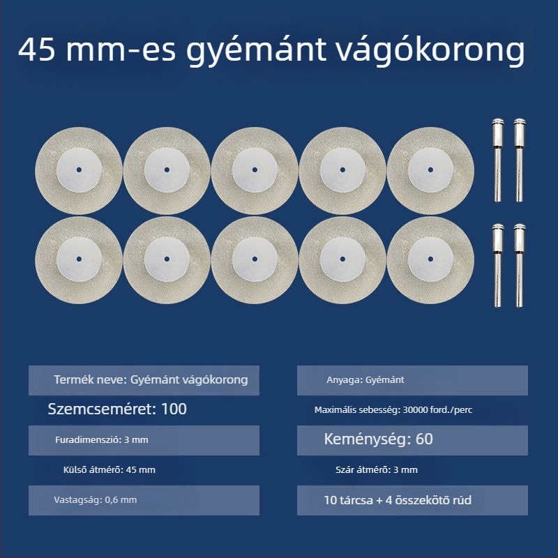 Diament abráló korongok és kiegészítők elektromos sarokcsiszolóhoz – mini vágólemezek, fugatisztítás és üveg- valamint jade csempék polírozása