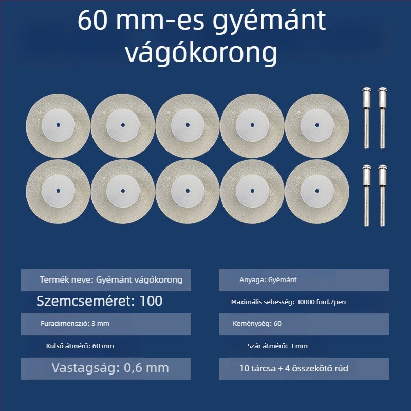 Diament abráló korongok és kiegészítők elektromos sarokcsiszolóhoz – mini vágólemezek, fugatisztítás és üveg- valamint jade csempék polírozása