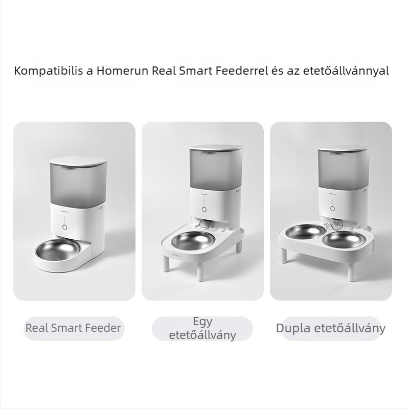 Hörmann automata etető rozsdamentes acél tálcával macskáknak, kompatibil Real Pet Smart Feederrel, időzített és porciózott etetés
