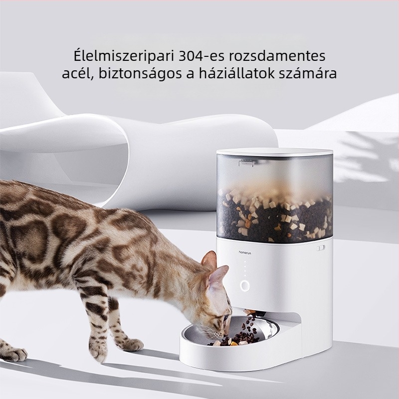 Hörmann automata etető rozsdamentes acél tálcával macskáknak, kompatibil Real Pet Smart Feederrel, időzített és porciózott etetés