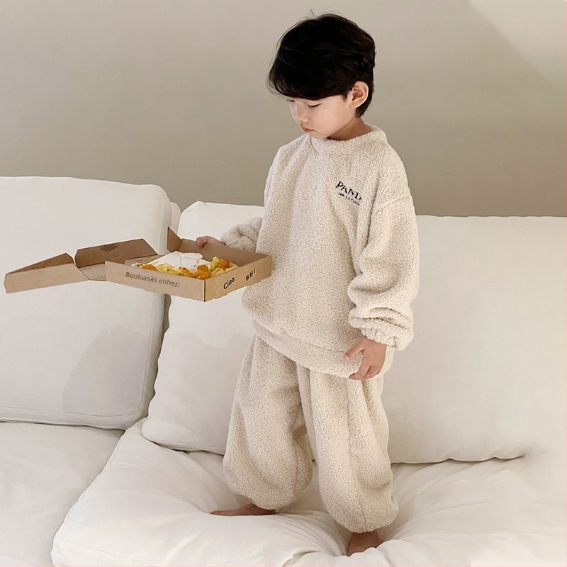 Micosh Gyerekek Coral fleece pizsama – Fiúknak két darabos téli pizsama szett, koreai stílus
