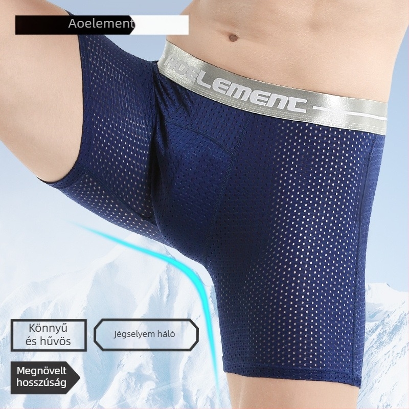Férfiak hosszított sportos boxeralsó, anti dörzsölés, nagy méret, ice silk anyag, lazított szabás, 100 kg-ig