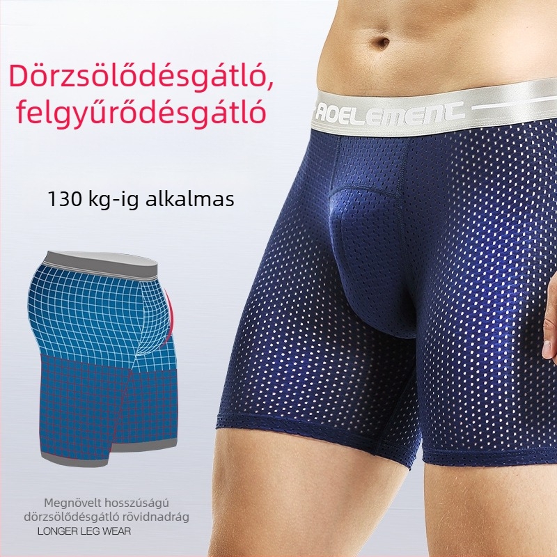 Férfiak hosszított sportos boxeralsó, anti dörzsölés, nagy méret, ice silk anyag, lazított szabás, 100 kg-ig