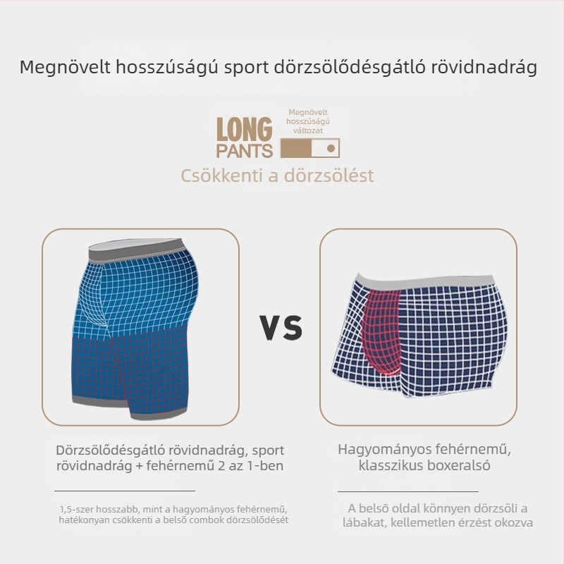 Férfiak hosszított sportos boxeralsó, anti dörzsölés, nagy méret, ice silk anyag, lazított szabás, 100 kg-ig