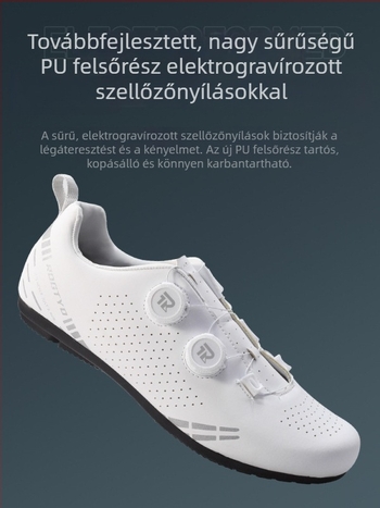 Uniszex országúti kerékpáros cipő gumírozott talppal, kényelmes kültéri kerékpározáshoz