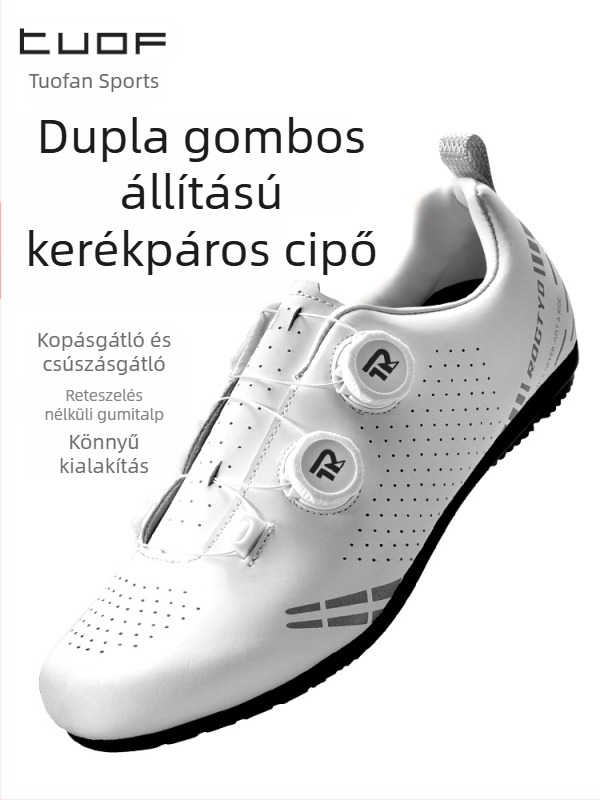 Uniszex országúti kerékpáros cipő gumírozott talppal, kényelmes kültéri kerékpározáshoz