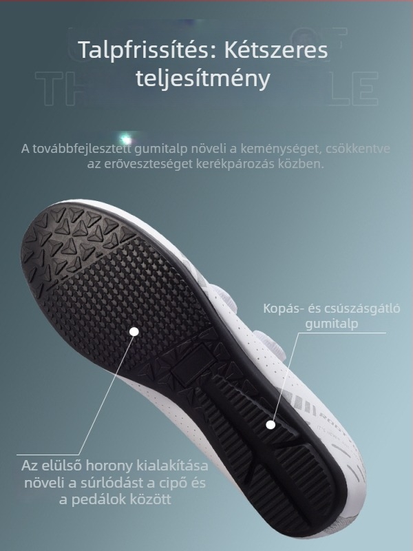 Uniszex országúti kerékpáros cipő gumírozott talppal, kényelmes kültéri kerékpározáshoz