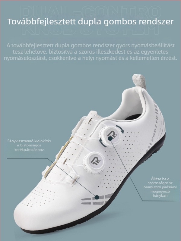 Uniszex országúti kerékpáros cipő gumírozott talppal, kényelmes kültéri kerékpározáshoz