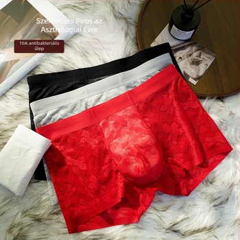 Zebra mintás jacquard csipke, 10A antibakteriális, kaméliás illat, hidratáló mulberry selyem, férfi boxeralsó