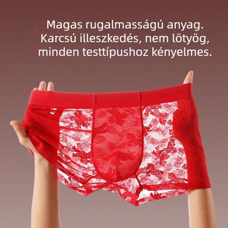 Zebra mintás jacquard csipke, 10A antibakteriális, kaméliás illat, hidratáló mulberry selyem, férfi boxeralsó