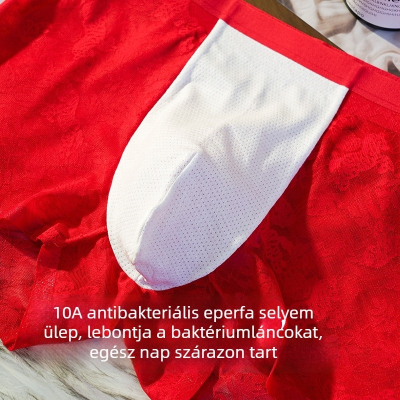 Zebra mintás jacquard csipke, 10A antibakteriális, kaméliás illat, hidratáló mulberry selyem, férfi boxeralsó