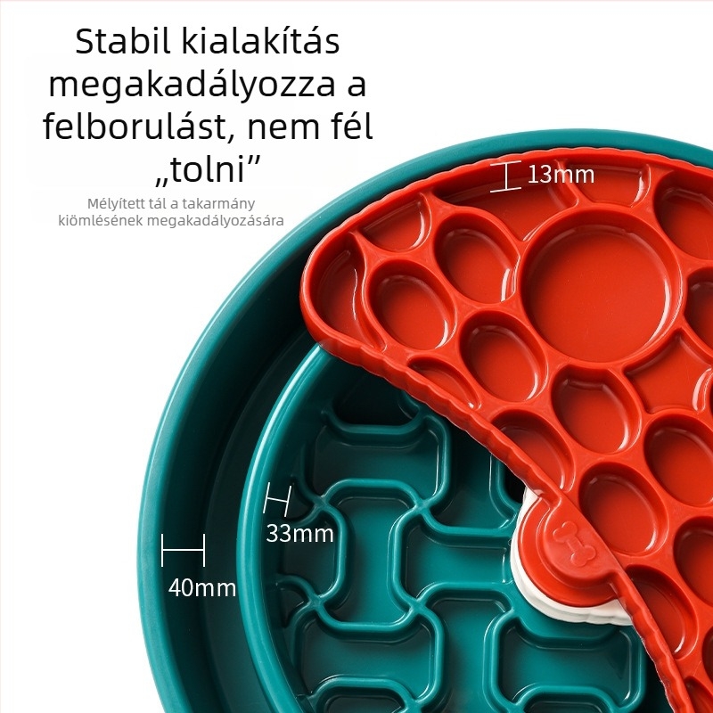 Új anti-fulladás elleni lassú etetésű kutyatál kis- és középtestű kutyáknak; macska ételtál; kiömlés elleni; összekapcsolt dizájn