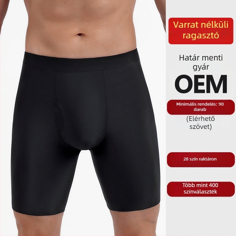 Ice Silk férfi boxeralsó, hosszított fazon, dörzsölés elleni, U-formájú zseb, előre nyíló, edzéshez