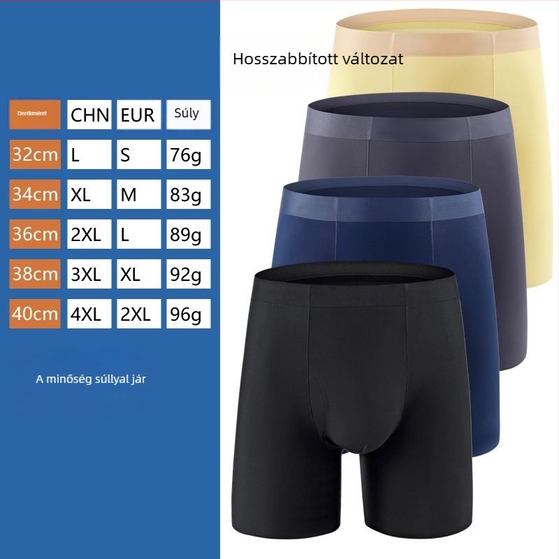 Ice Silk férfi boxeralsó, hosszított fazon, dörzsölés elleni, U-formájú zseb, előre nyíló, edzéshez
