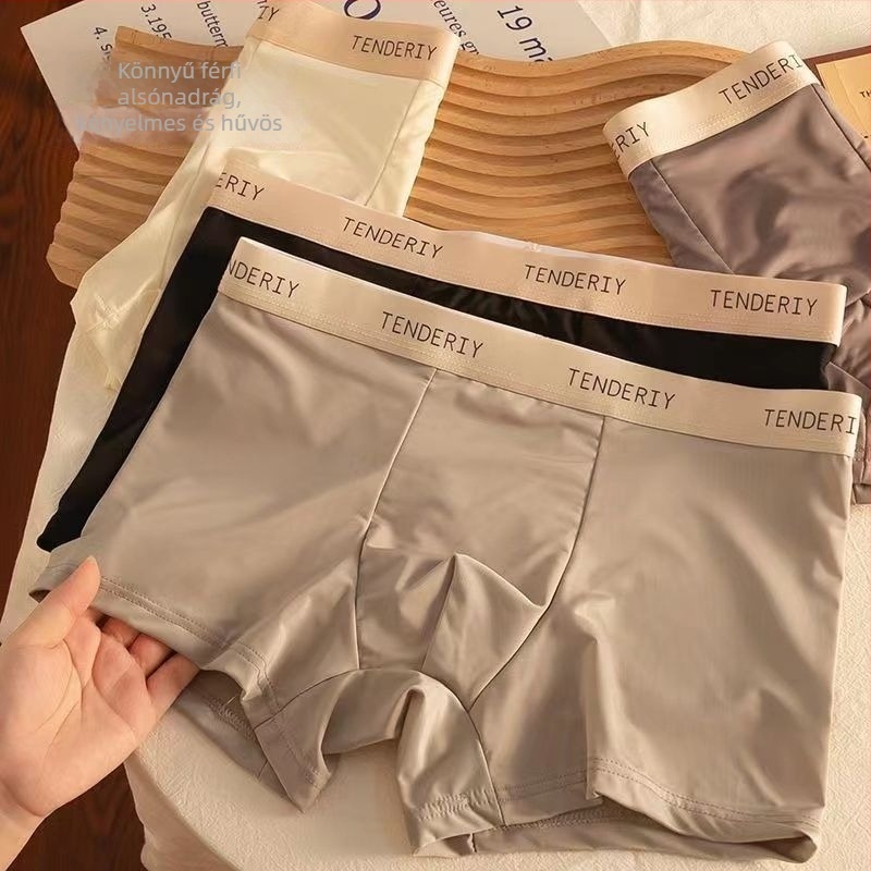 Nyári Ice Silk férfi boxeralsó – hűsítő, könnyű, légáteresztő, plusz méret