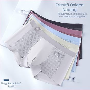 Férfi ultra vékony Ice Silk boxeralsó, lélegző, egyszínű, középmagas derékkal